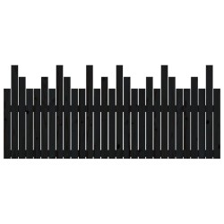 Tête de lit murale Noir 185x3x80 cm Bois massif de pin 