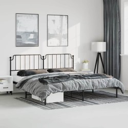 Cadre de lit métal sans matelas avec tête de lit noir 193x203cm 