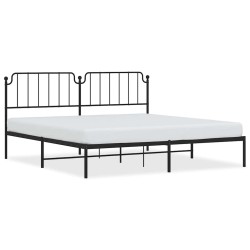 Cadre de lit métal sans matelas avec tête de lit noir 193x203cm 