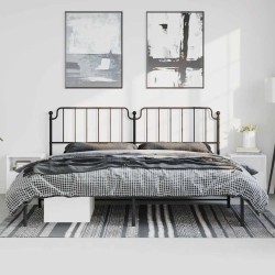 Cadre de lit métal sans matelas avec tête de lit noir 193x203cm 