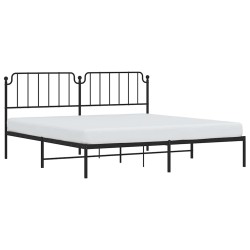 Cadre de lit métal sans matelas avec tête de lit noir 193x203cm 