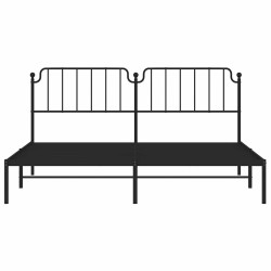 Cadre de lit métal sans matelas avec tête de lit noir 193x203cm 