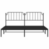 Cadre de lit métal sans matelas avec tête de lit noir 193x203cm 