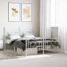 Cadre de lit métal sans matelas et pied de lit blanc 135x190 cm 