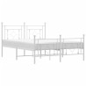 Cadre de lit métal sans matelas et pied de lit blanc 135x190 cm 