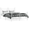 Cadre de lit métal sans matelas et pied de lit blanc 135x190 cm 