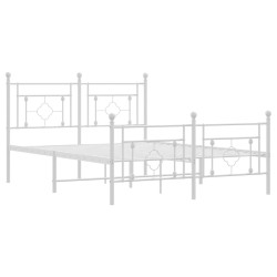 Cadre de lit métal sans matelas et pied de lit blanc 135x190 cm 