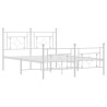 Cadre de lit métal sans matelas et pied de lit blanc 135x190 cm 