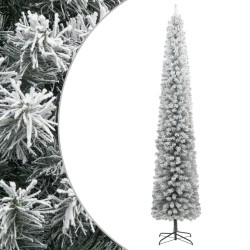 Sapin de Noël mince avec support et flocon de neige 300 cm PVC 