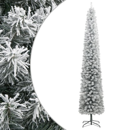 Sapin de Noël mince avec support et flocon de neige 300 cm PVC 