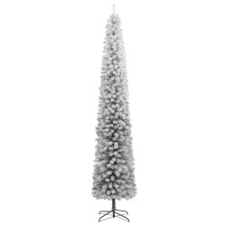 Sapin de Noël mince avec support et flocon de neige 300 cm PVC 