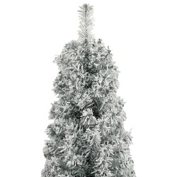 Sapin de Noël mince avec support et flocon de neige 300 cm PVC 