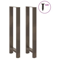 Pieds de table de bar en acier naturel 2 pièces 40 x (110-111) cm Acier 