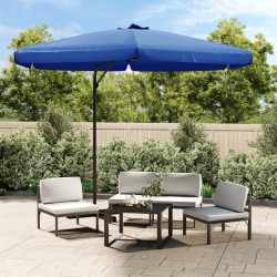 Parasol de jardin avec mât en acier 300 cm Bleu azuré 