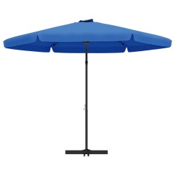 Parasol de jardin avec mât en acier 300 cm Bleu azuré 