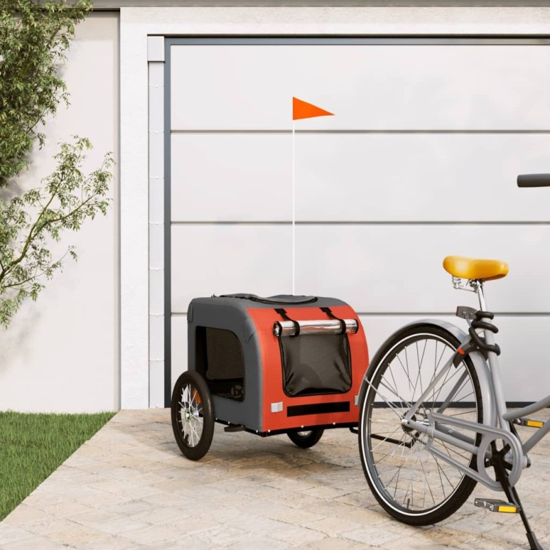 Remorque de vélo pour animaux de compagnie orange et gris 
