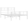 Cadre de lit métal sans matelas et pied de lit blanc 140x200 cm 