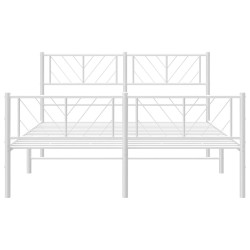 Cadre de lit métal sans matelas et pied de lit blanc 140x200 cm 