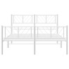 Cadre de lit métal sans matelas et pied de lit blanc 140x200 cm 
