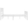 Cadre de lit métal sans matelas et pied de lit blanc 140x200 cm 