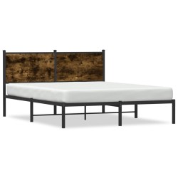 Cadre de lit en métal sans matelas chêne fumé 137x190 cm 