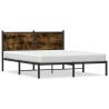 Cadre de lit en métal sans matelas chêne fumé 137x190 cm 