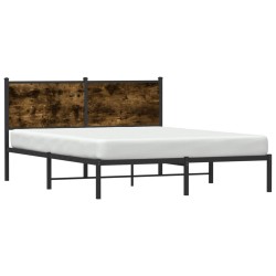 Cadre de lit en métal sans matelas chêne fumé 137x190 cm 