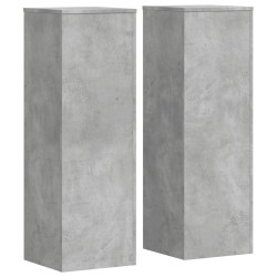 Supports pour plantes 2 pcs gris béton bois d'ingénierie 