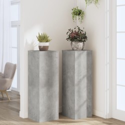 Supports pour plantes 2 pcs gris béton bois d'ingénierie 