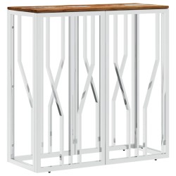 Table console argenté acier inoxydable/bois massif récupération 