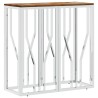 Table console argenté acier inoxydable/bois massif récupération 