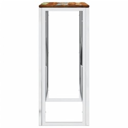 Table console argenté acier inoxydable/bois massif récupération 