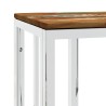 Table console argenté acier inoxydable/bois massif récupération 