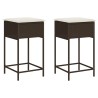 Tabourets de bar jardin coussins lot de 2 marron résine tressée 