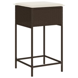 Tabourets de bar jardin coussins lot de 2 marron résine tressée 