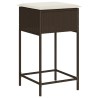 Tabourets de bar jardin coussins lot de 2 marron résine tressée 