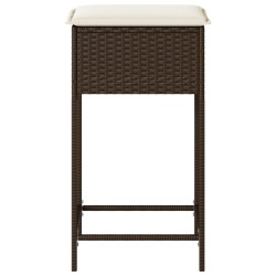 Tabourets de bar jardin coussins lot de 2 marron résine tressée 