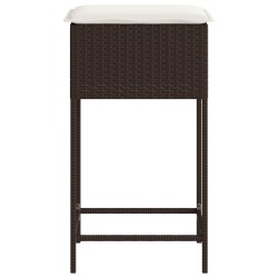 Tabourets de bar jardin coussins lot de 2 marron résine tressée 