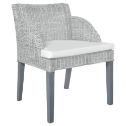 Chaise à manger avec coussin Gris Rotin naturel 