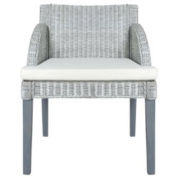 Chaise à manger avec coussin Gris Rotin naturel 