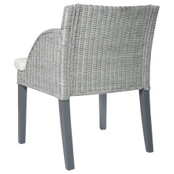 Chaise à manger avec coussin Gris Rotin naturel 
