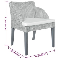 Chaise à manger avec coussin Gris Rotin naturel 