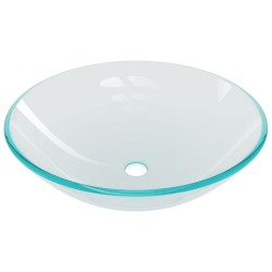 Lavabo de bain avec robinet et drain à poussoir Verre trempé 