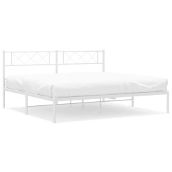 Cadre de lit métal sans matelas et tête de lit blanc 193x203 cm 