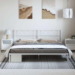 Cadre de lit métal sans matelas et tête de lit blanc 193x203 cm 
