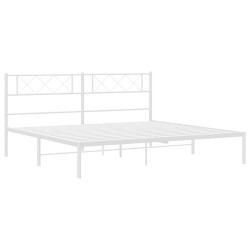 Cadre de lit métal sans matelas et tête de lit blanc 193x203 cm 