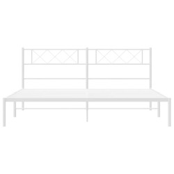 Cadre de lit métal sans matelas et tête de lit blanc 193x203 cm 
