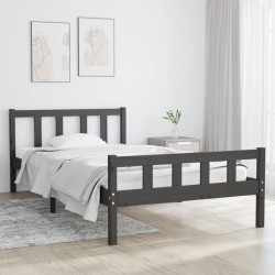Cadre de lit sans matelas gris bois massif 100x200 cm 
