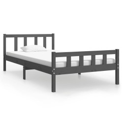 Cadre de lit sans matelas gris bois massif 100x200 cm 