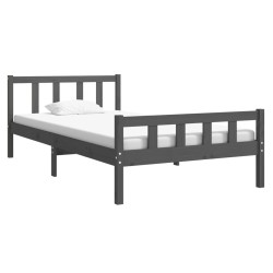 Cadre de lit sans matelas gris bois massif 100x200 cm 